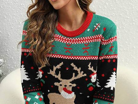 Green Christmas Tree Reindeer Christmas Sweater For Discount