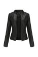 Black Zipper Front Fitted PU Women Jacket Online now