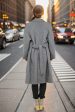 Grey Double Breasted Long Wool Blend Coat with Belt Supply