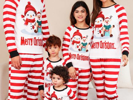 Red Stripes Snowmen Christmas Family Pajamas Set Online now