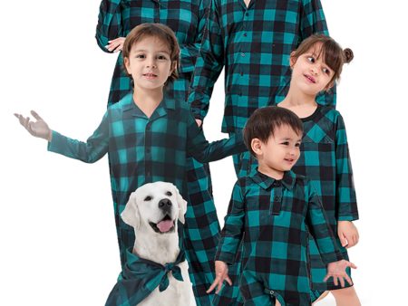 Dark Green Plaid Christmas Family Matching 2 Pieces Pajamas Set Hot on Sale