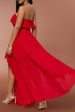 Red Strapless A Line Prom Dress with Ruffles Hot on Sale