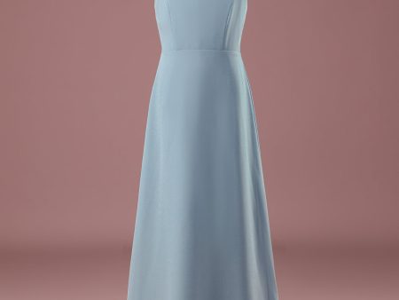 Dusty Blue Chiffon A-line V-neck Junior Bridesmaid Dress Hot on Sale