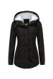 Winter Black Hooded Drawstring ZipperThickened Padded Jacket Cheap