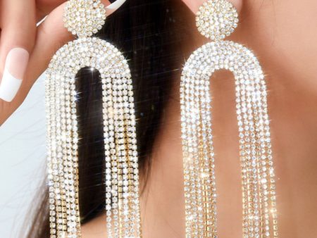 White Rhinestone Drop Earrings Hot on Sale