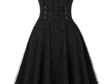 Vintage Lace-Up Cross Straps Black Halloween Dress Online Hot Sale