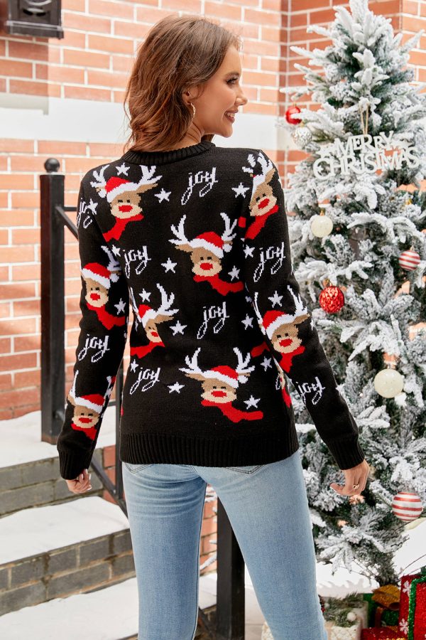 Long Sleeves Reindeer Pattern Christmas Sweater Online Hot Sale