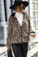 Grey Leopard Fleece Hooded Zip Up Coat Fashion