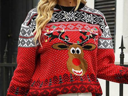 Christmas Red Elk Knitted Pullover Sweater Online Hot Sale