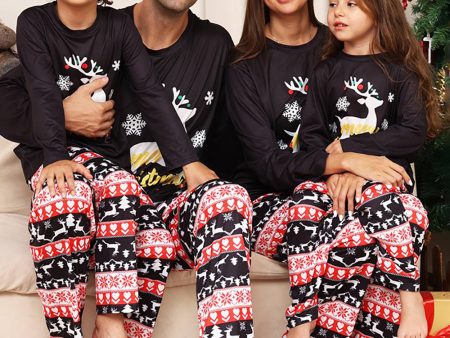 Christmas Black Deer and Snowflake Family Matching Pajamas Set on Sale