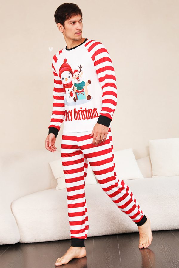 Red Stripes Snowmen Christmas Family Pajamas Set Online now