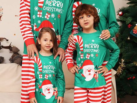 Green and Red Stripes Christmas Family Matching Pajamas Set Online Hot Sale