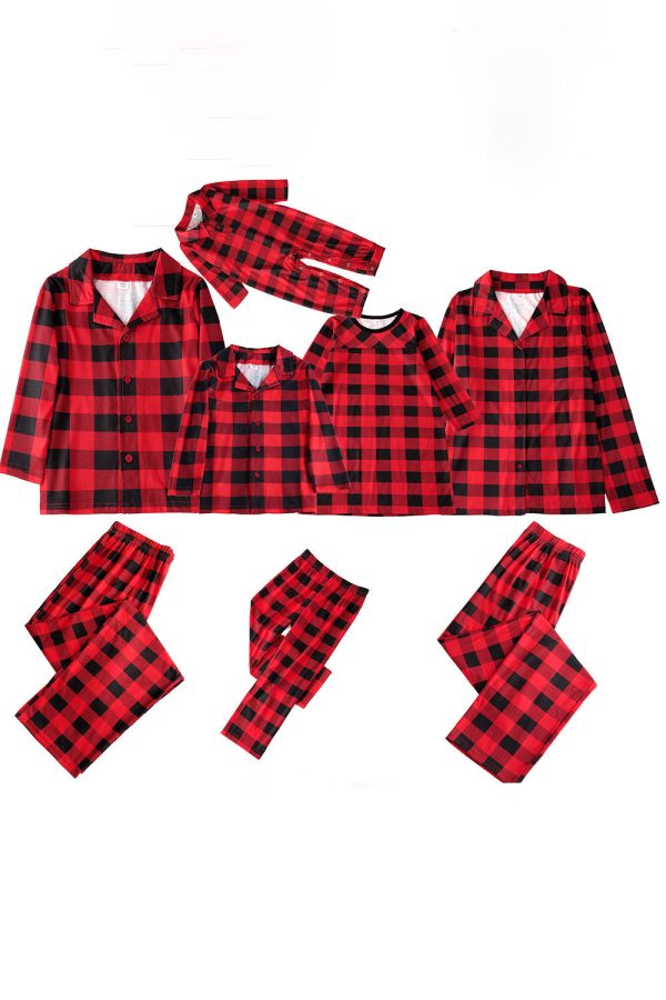 Red Plaid Christmas Family Matching 2 Pieces Pajamas Set Online now