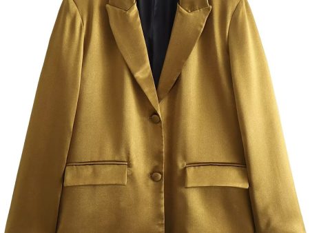 Golden Long Sleeves Women Blazer For Discount