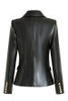 Black PU Double Breasted Women Blazer Online Hot Sale