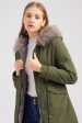 Army Green Mid-Length Hooded Winter Warm Plus Fleece Coat Fashion