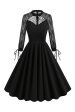 Retro Halloween Dark Hollow Backless Lace Dress on Sale