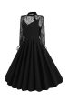 Retro Halloween Dark Hollow Backless Lace Dress on Sale