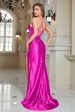 Fuchsia Mermaid Spaghetti Straps Long Prom Dress With Slit Sale