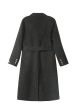 Black Peak Lapel Double Breasted Slim Fit Long Women Coat Cheap