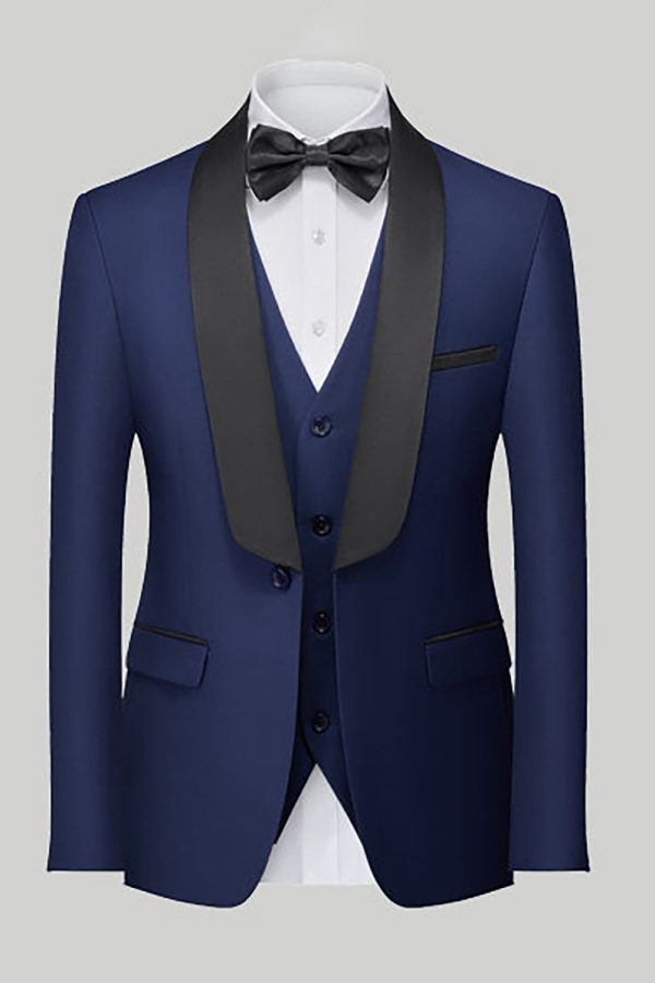 Royal Blue 3 Piece Shawl Lapel Men s Prom Suits For Sale