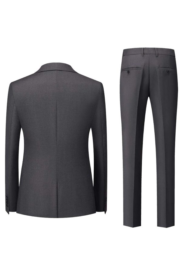 Black Grey 3 Piece Peak Lapel One Button Men s Suits For Sale