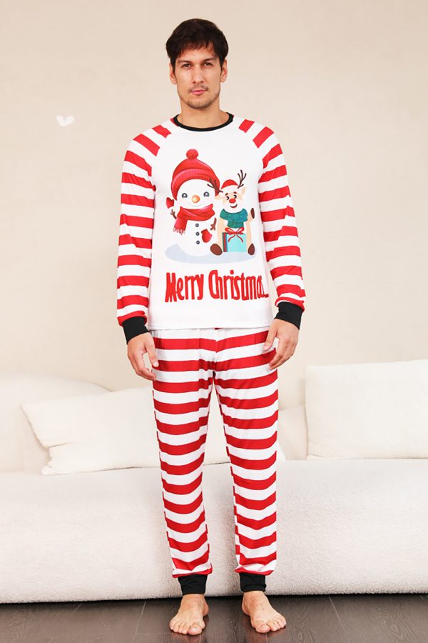 Red Stripes Snowmen Christmas Family Pajamas Set Online now