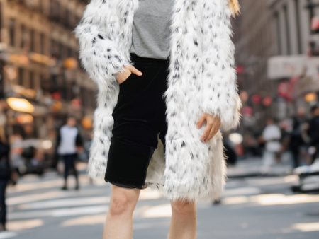 White Oversized Knee Length Faux Fur Shearling Coat Cheap