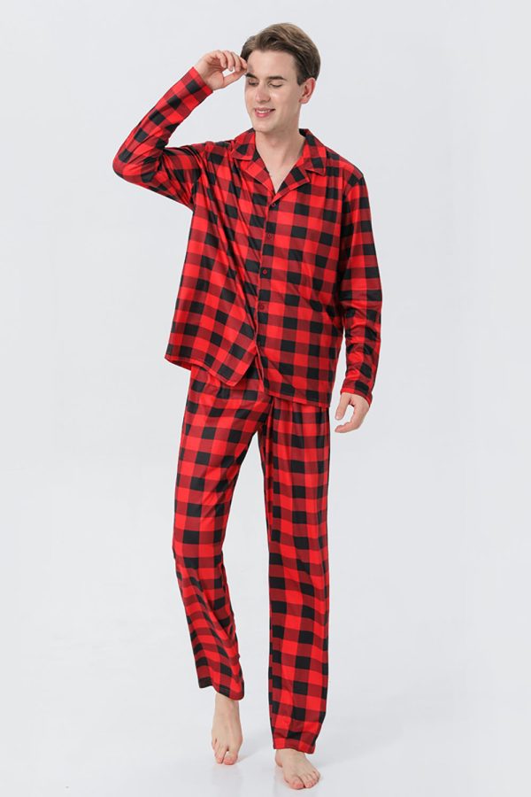 Red Plaid Christmas Family Matching 2 Pieces Pajamas Set Online now