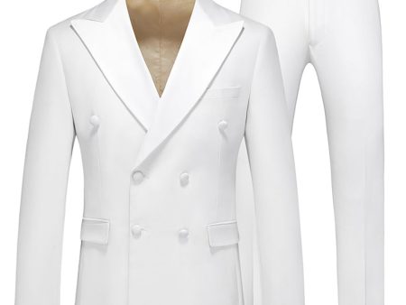 White Double Breasted 2 Piece Lapel Men s Formal Suits Fashion