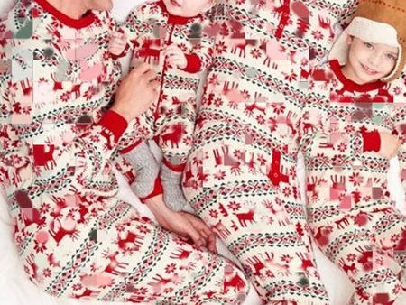 Red Deer Pattern Christmas Family Matching Pajamas Set For Discount