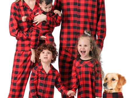 Red Plaid Christmas Family Matching 2 Pieces Pajamas Set Online now