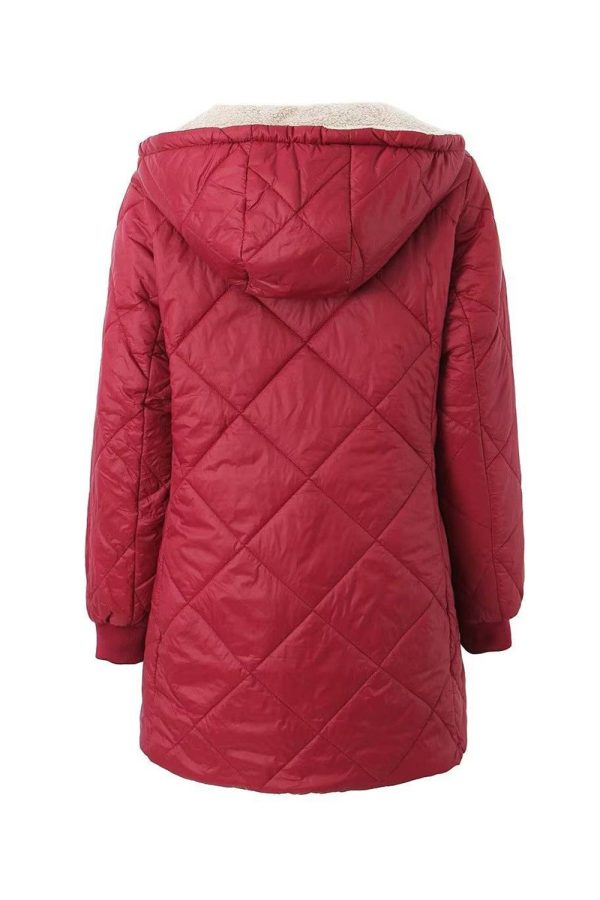 Black Fleece Quilted Fitted Faux Fur Women Puffer Jacket on Sale