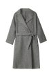 Grey Double Breasted Long Wool Blend Coat with Belt Supply