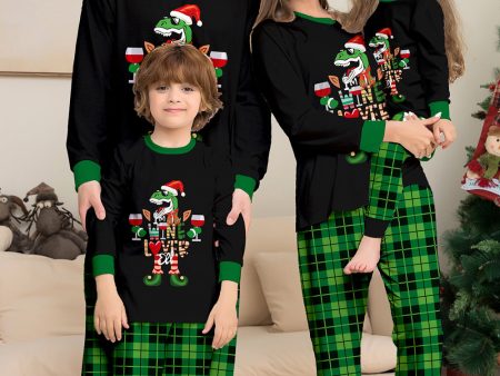 Christmas Family Wine Lover Dinosaur Print Pajamas Set Fashion