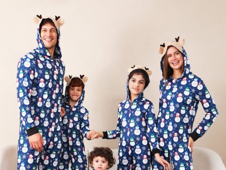 Snowman Print Blue Family Matching Christmas One Piece Pajamas Online now