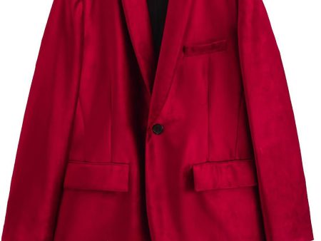 Burgundy Long Sleeves One Button Women Blazer For Sale