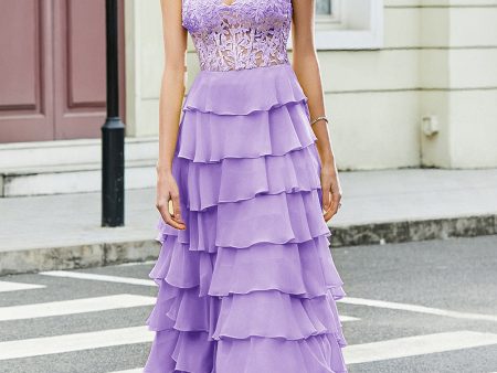 Gorgeous A Line Sweetheart Corset Lilac Prom Dress with Appliques Ruffles Hot on Sale