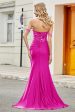 Fuchsia Mermaid Off The Shoulder Long Prom Dress with Sequins For Cheap