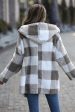 Grey Plaid Fleece Hooded Thickened Coat Sale