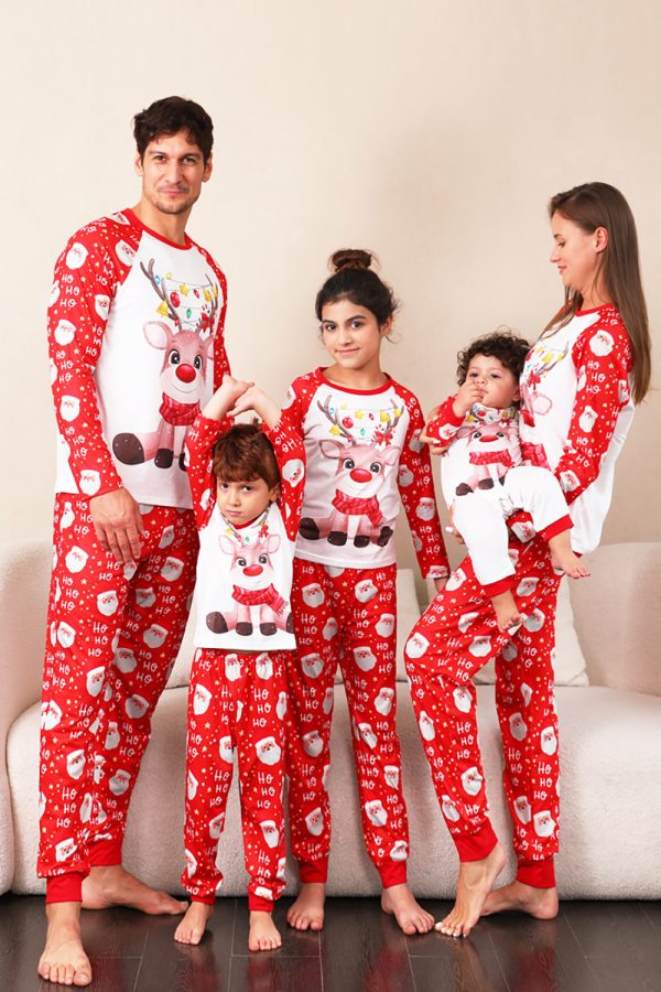 Red Deer Print Family Christmas Pajamas Hot on Sale