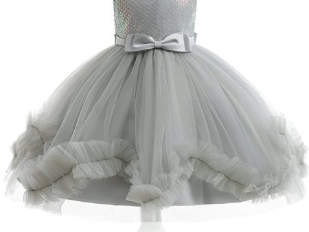 Grey Sleeveless Tulle Flower Girl Dress with Bowknot For Discount