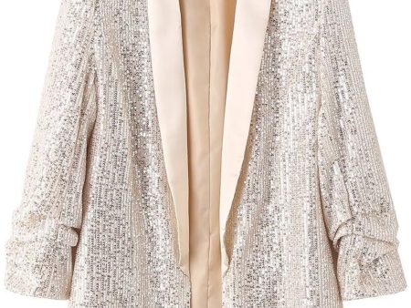 Sparkly Champagne Sequin Prom Party Blazer For Women Hot on Sale