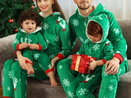 Christmas Family Green Flannel Snowflake Onesie Pajamas For Discount