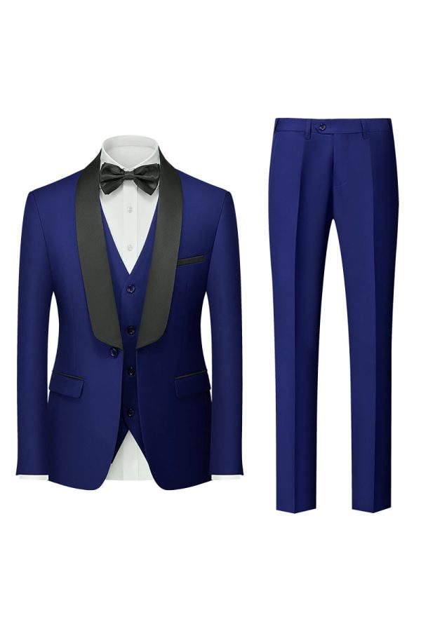 Royal Blue 3 Piece Shawl Lapel Men s Prom Suits For Sale