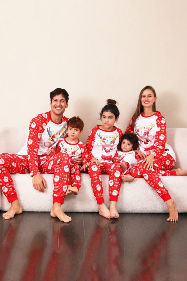 Red Deer Print Family Christmas Pajamas Hot on Sale