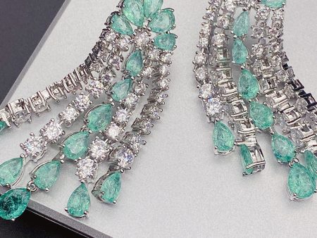 Green Sparkly Rhinestone Drop Earrings for Women Online