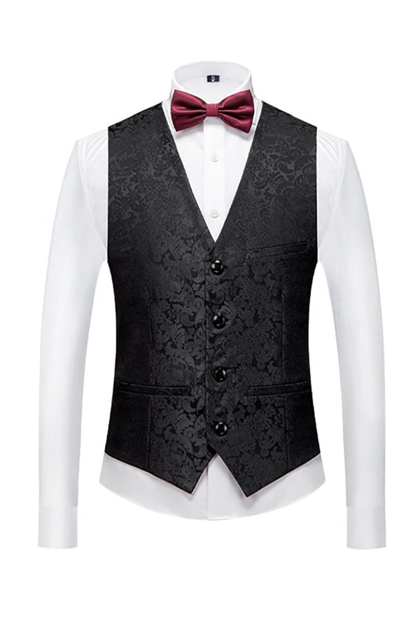 Black 3 Piece Jacquard Shawl Lapel Men s Prom Suits Hot on Sale