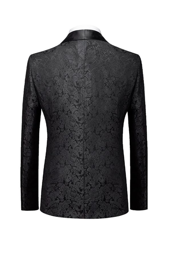 Black 3 Piece Jacquard Shawl Lapel Men s Prom Suits Hot on Sale