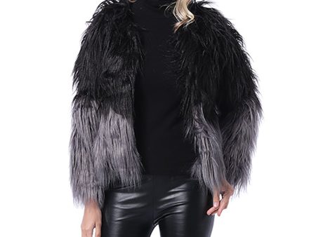 Black Winter Long Sleeve Faux Fur Coat on Sale